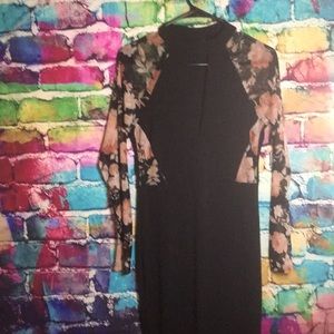 Sheer Floral Black Dress